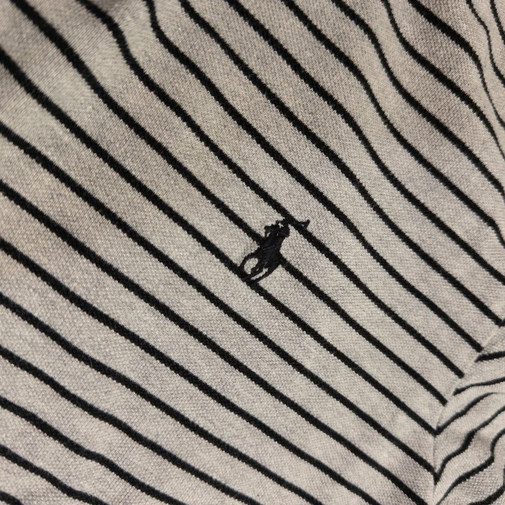 Polo Ralph Lauren Polo Short Sleeve Shirt Mens XL Cotton Gray Black Striped